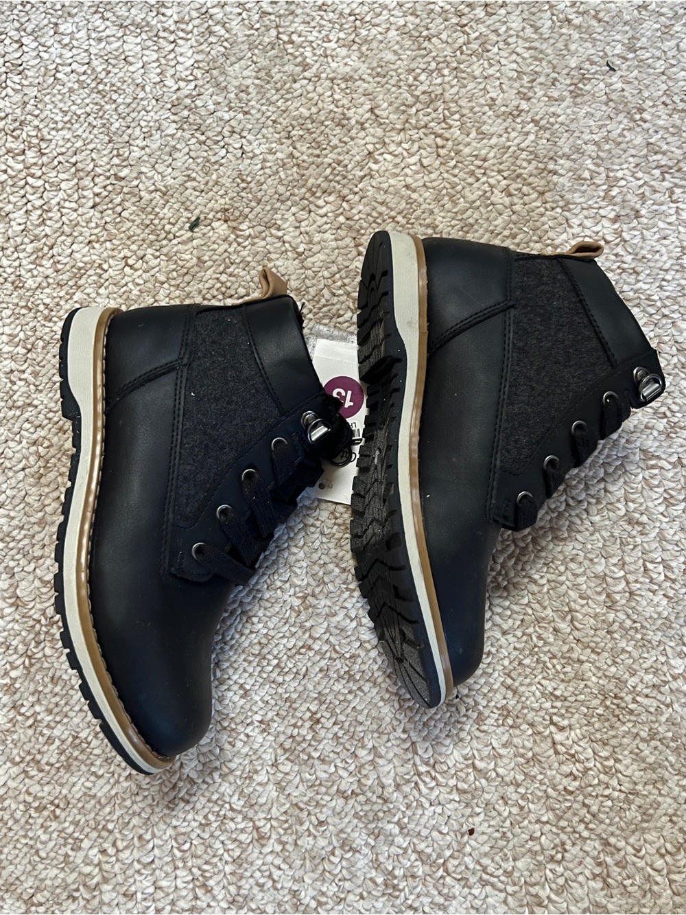 Cat & Jack Black and Brown Kids Lace-Up Ankle Boots